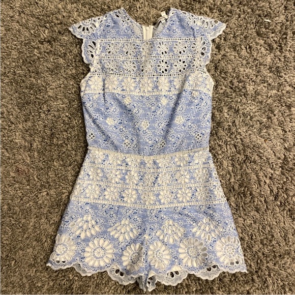 Karina Grimaldi Romper Blue and White - Picture 1 of 6